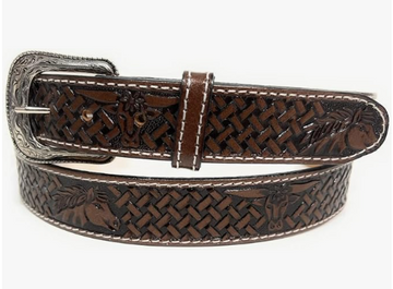 Kids Western Belt, Boys Genuine leather cowboy Rodeo Girls Belt Horse and Bull Decorated Belt